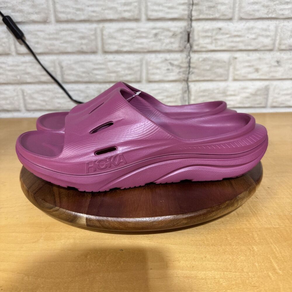 Hoka Ora Recovery Slide 3 Womens Size 13 Sandals Burgundy Purple Slip On Shoes
